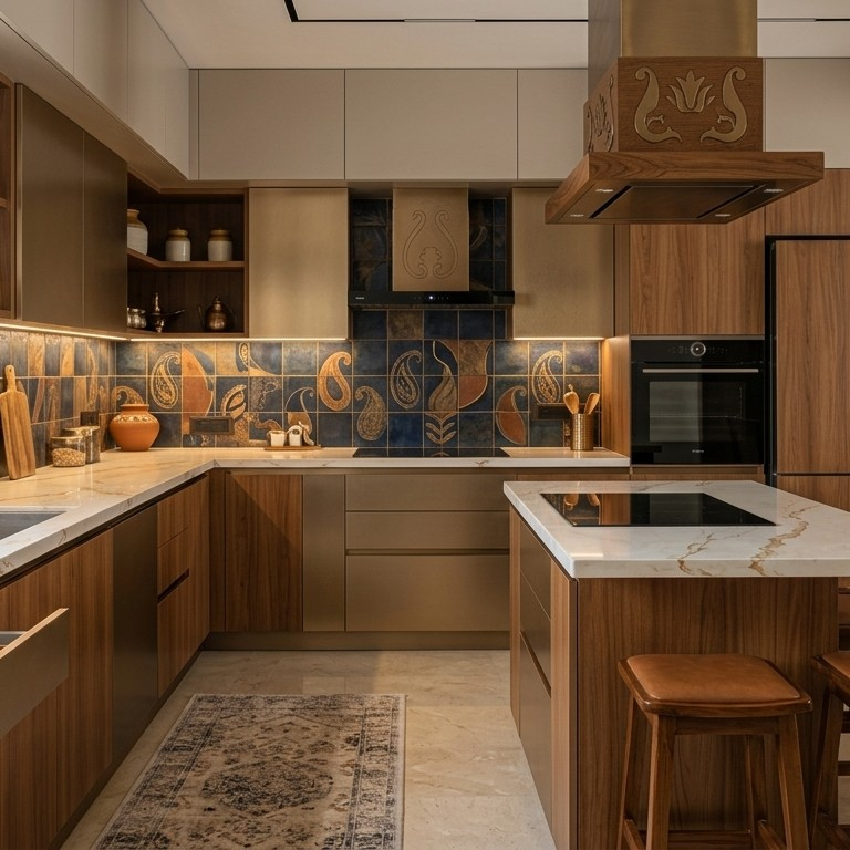 Modern modular kitchen with island counter